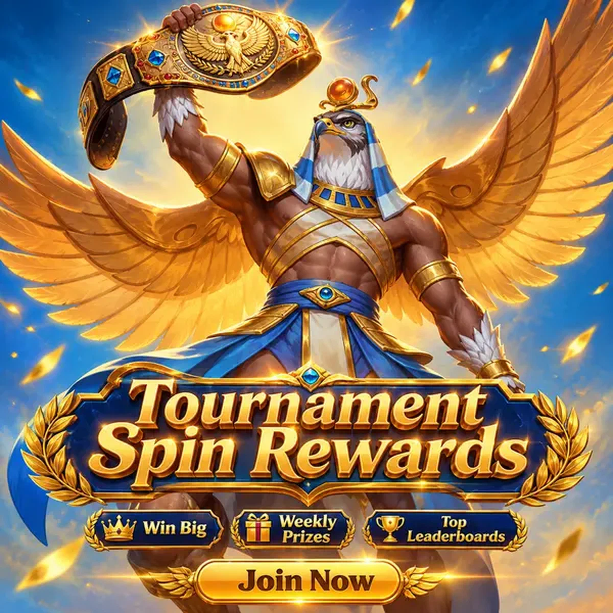 Dawn Warden sosteniendo cinturón de campeonato mientras las tiradas gratis caen en cascada en Recompensas de Tiradas de Torneo